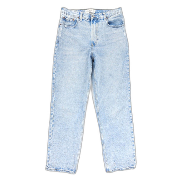ABERCROMBIE 90s Straight Ultra High Rise Jeans Light Wash Y2k Clean Girl Minimal - Picture 1 of 8